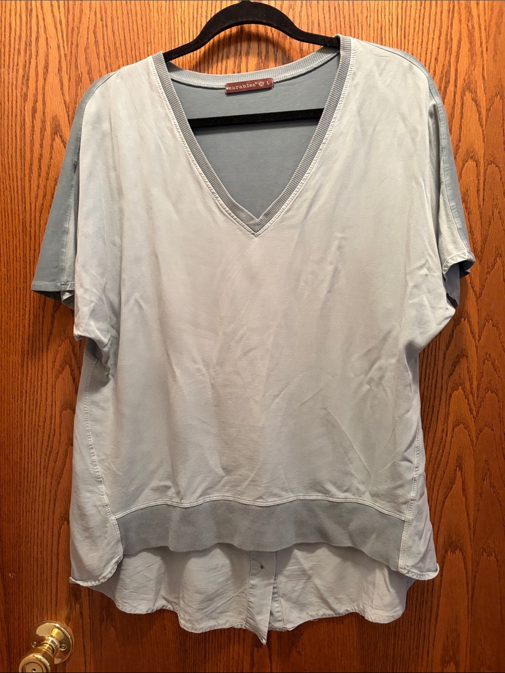 Wearables Light Blue Layered V-Neck Short Sleeve Tee